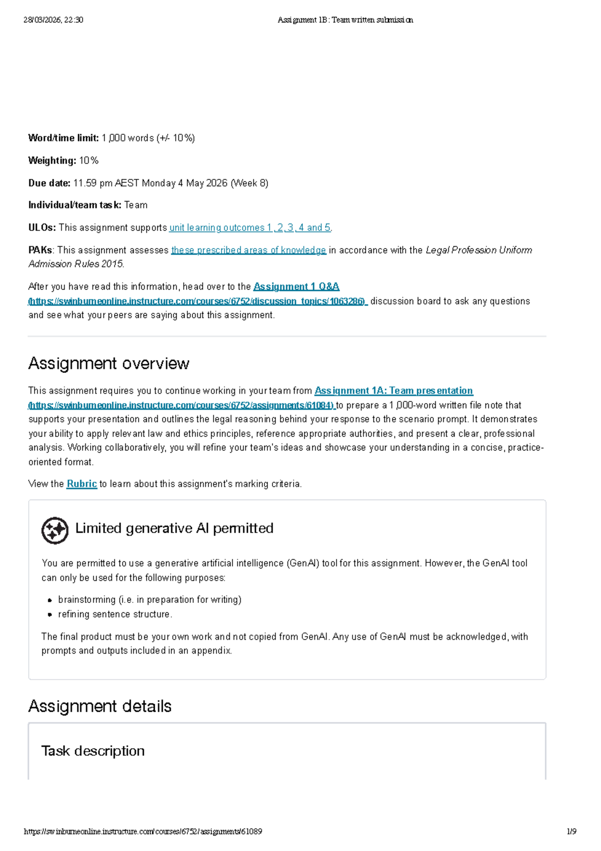 22:30 Assignment 1B: Team Written Submission Guidelines - Studocu