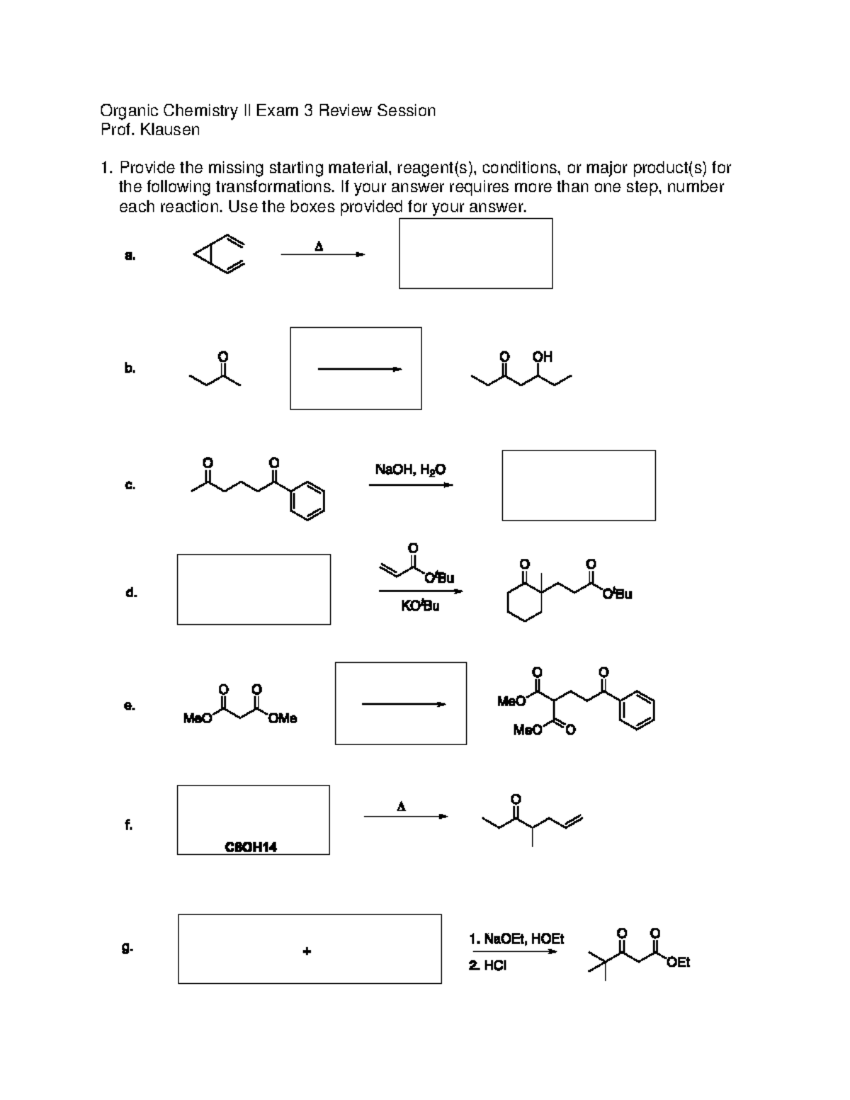 Organic Chem II (2024) Exam 3 Review Notes with Prof. Klausen - Studocu
