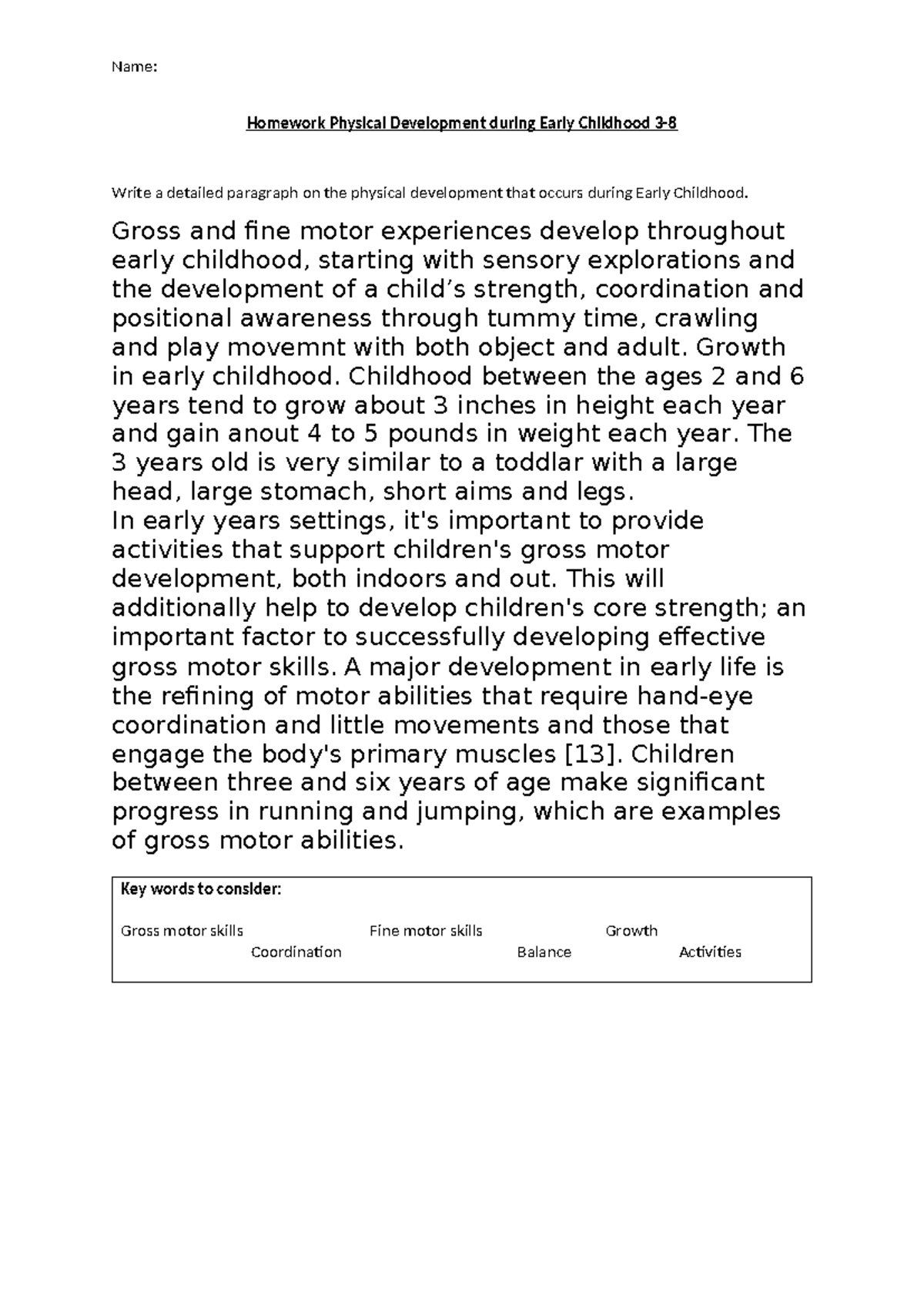 HW: Physical Development in Early Childhood (Ages 2-6) - Studocu