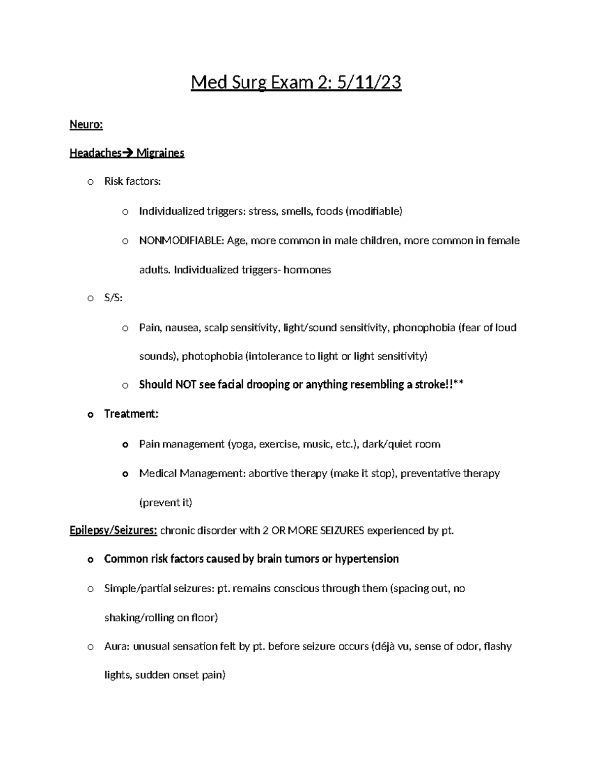 Med Surg Exam 2 Study Guide: Key Concepts & Interventions - Studocu