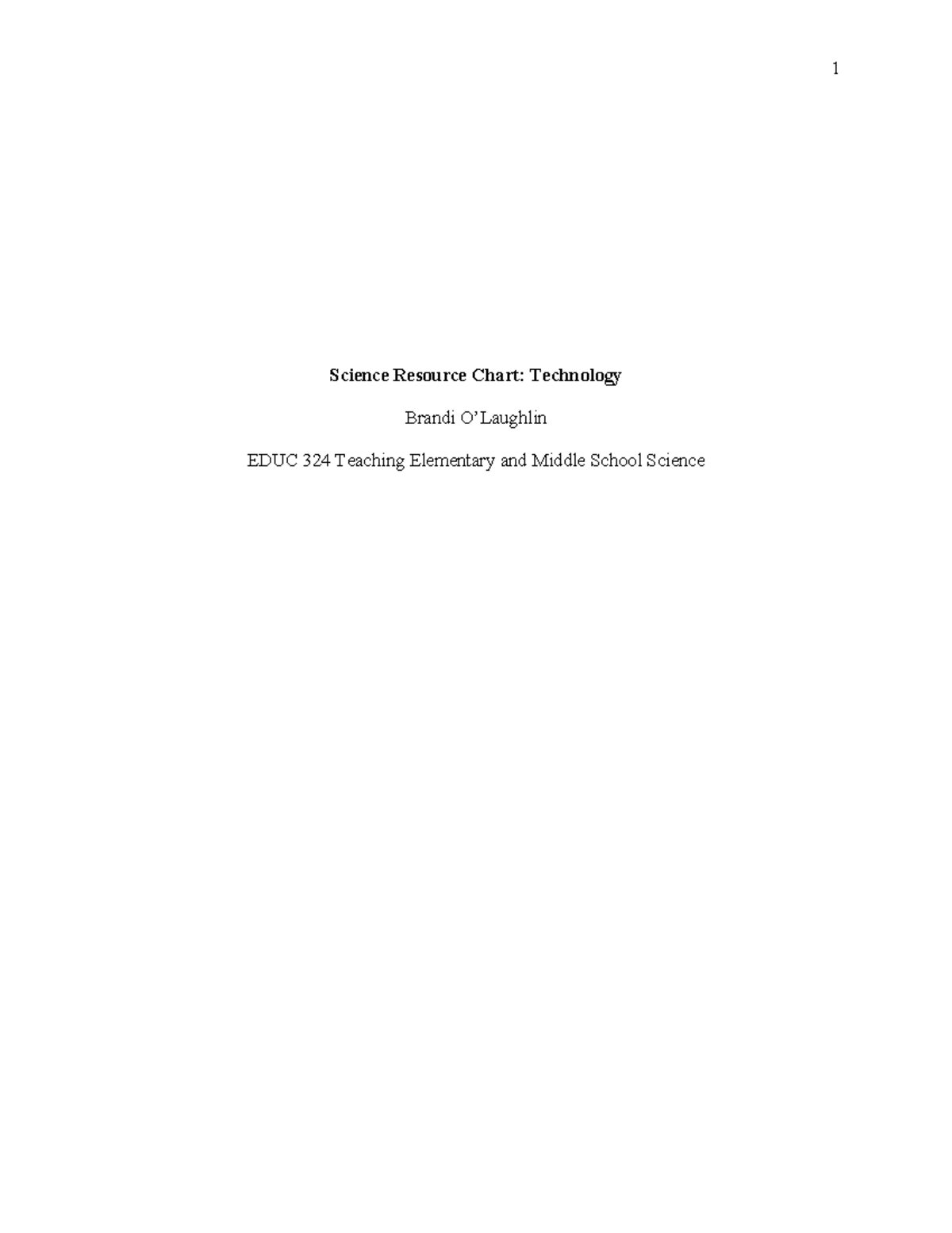 EDUC 324 Resource Chart: Engaging Technology in Science Teaching - Studocu