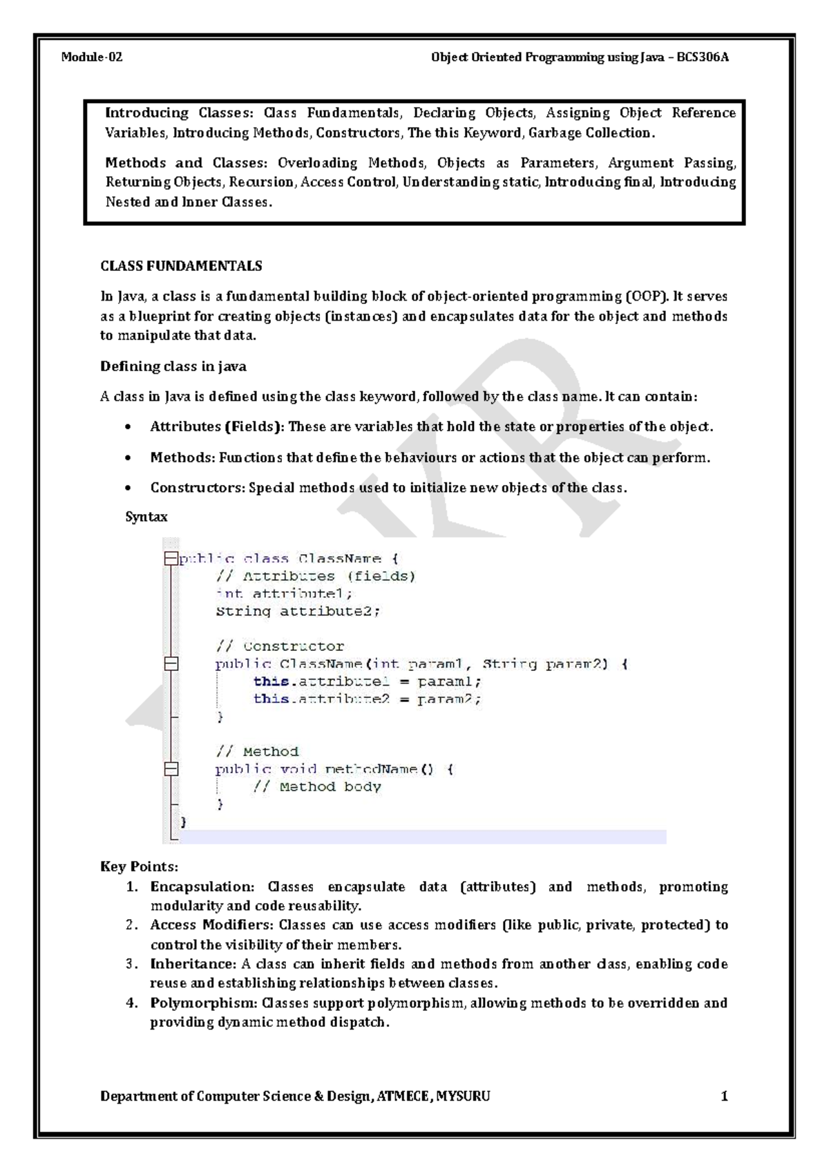 Object Oriented Programming Concepts in Java BCS306A - Class ...