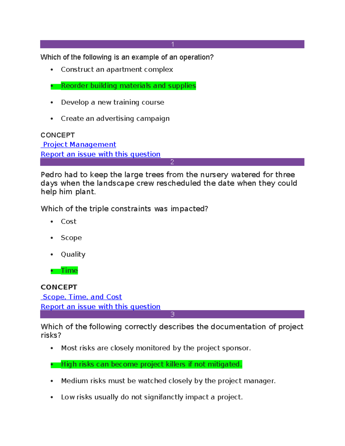 Milestone 1: Project Management Test Review and Key Concepts - Studocu