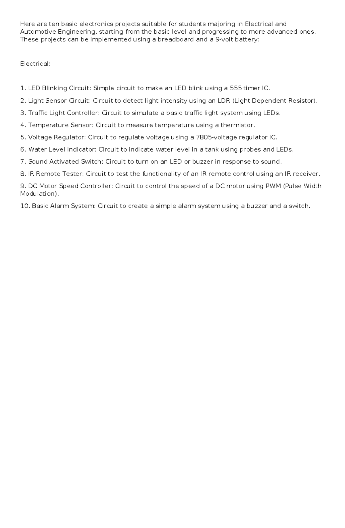 Basic Electronics Projects - Here are ten basic electronics projects ...