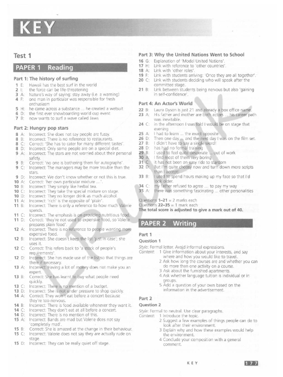 Collins B1 Key Test Answers and Study Guide - Studocu