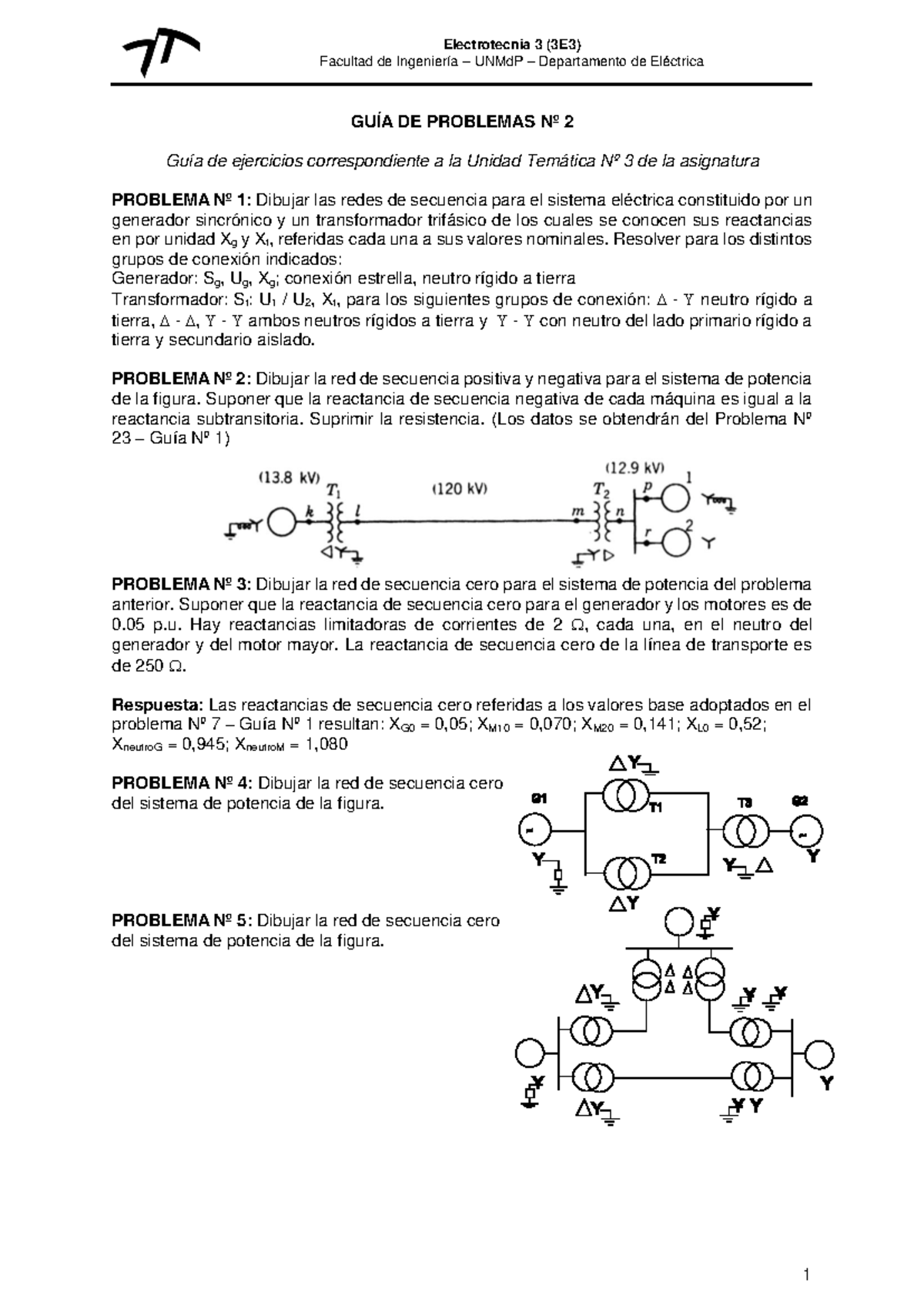 Guía de Problemas Nº 2 - Electrotecnia 3 (3E3) UNMdP - Studocu