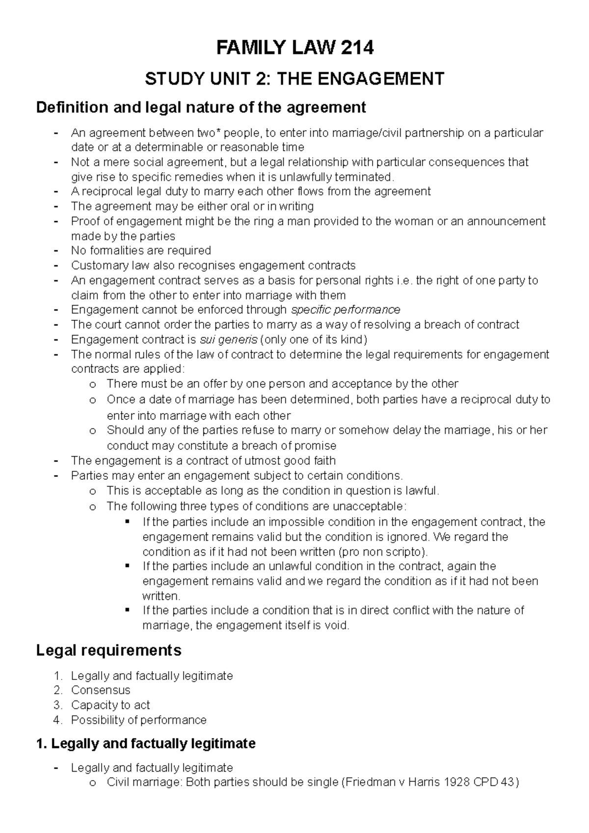 Family Law Case Summaries for SU 2-9: Key Judgments and Analyses - Studocu
