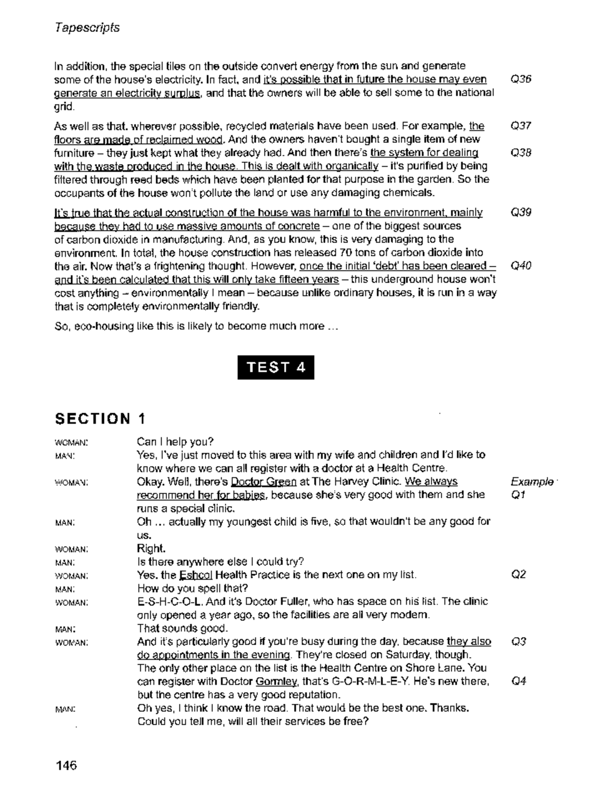 Cam9 Test 4: Section 1 & 2 Tapescript Analysis - Studocu