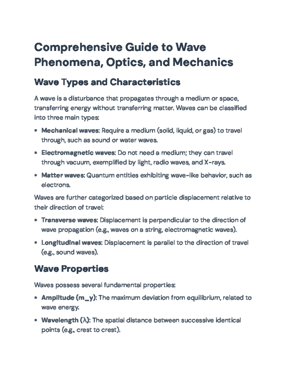 Physics Notes: Key Concepts on Motion, Energy, and Light ...