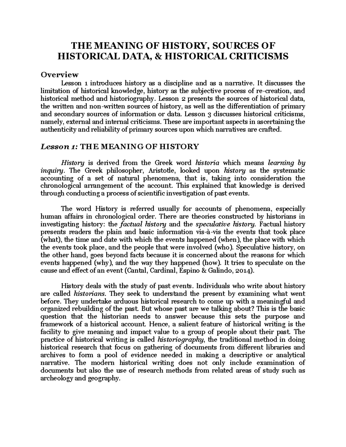 HIST 101: Overview of Historical Method, Sources, and Criticism - Studocu