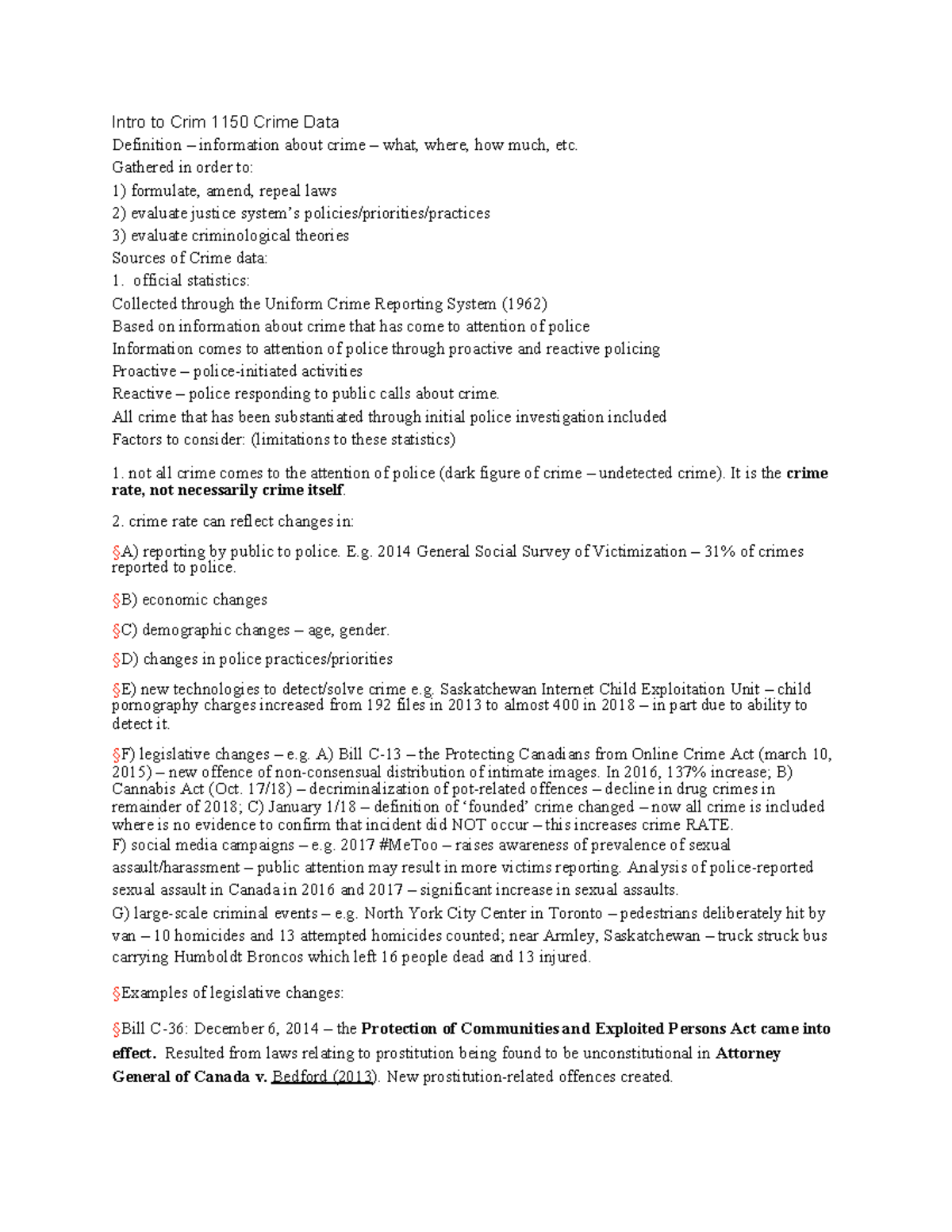 Intro to Crim 1150 Crime Data - Gathered in order to: formulate, amend ...
