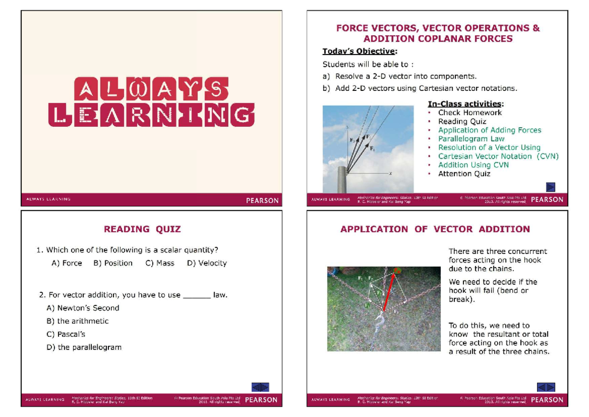Mechanics for Engineers: Statics, 13th SI Edition - Lecture Notes 2.1 ...