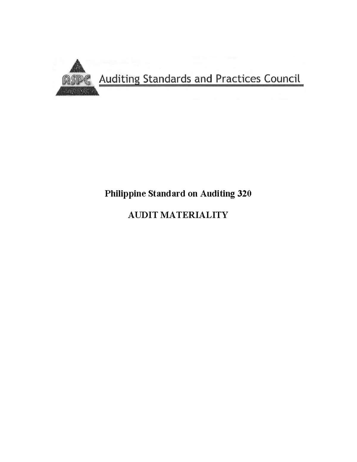 PSA 320 Audit Materiality: Understanding Its Role and Impact - Studocu