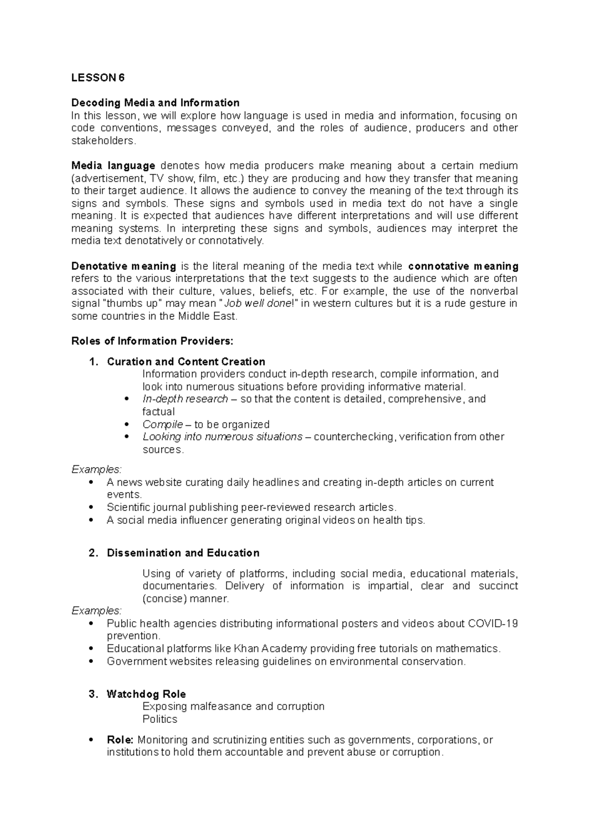 MIL - Lesson 6: Understanding Media Language and Audience ...