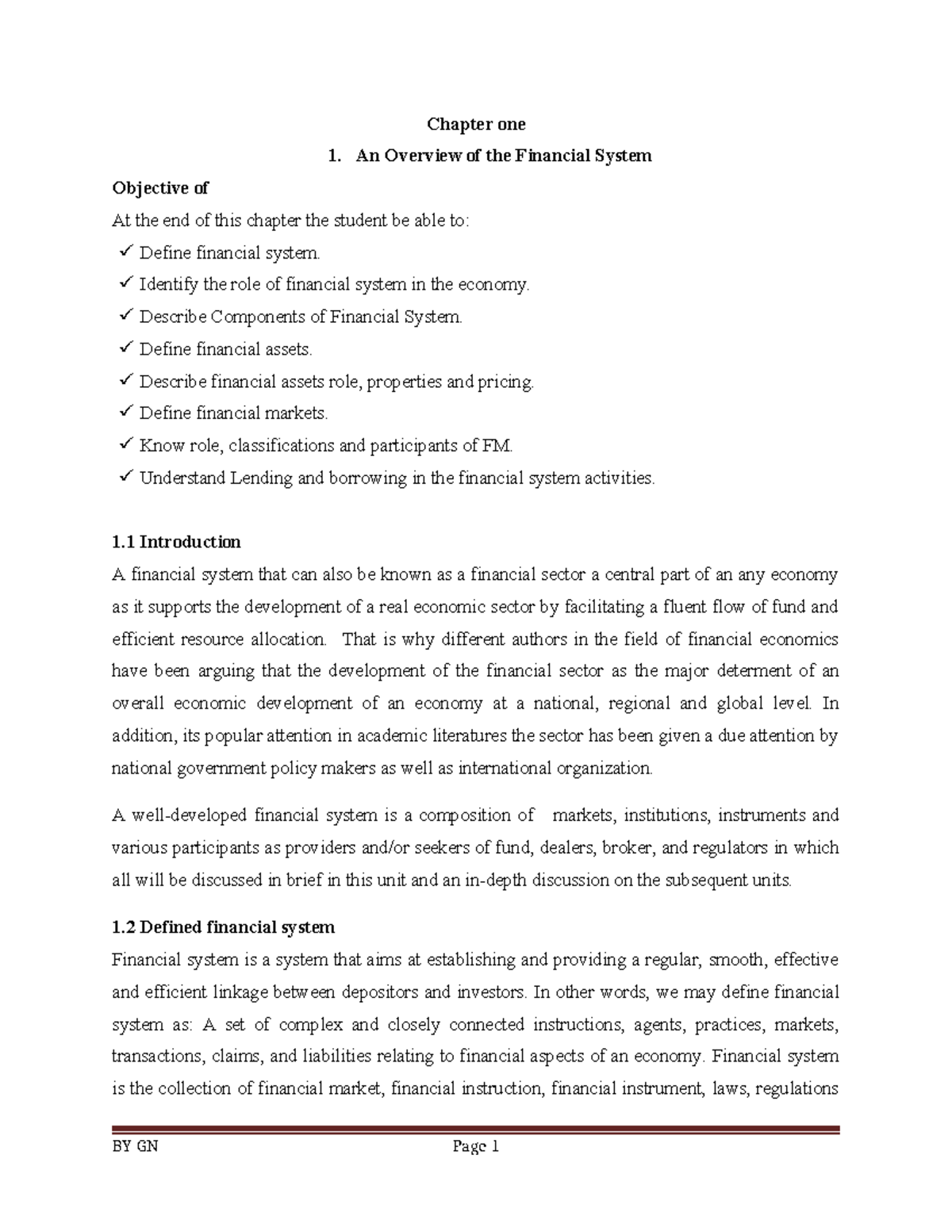Chapter 1: Overview of the Financial System (FMA) - Studocu