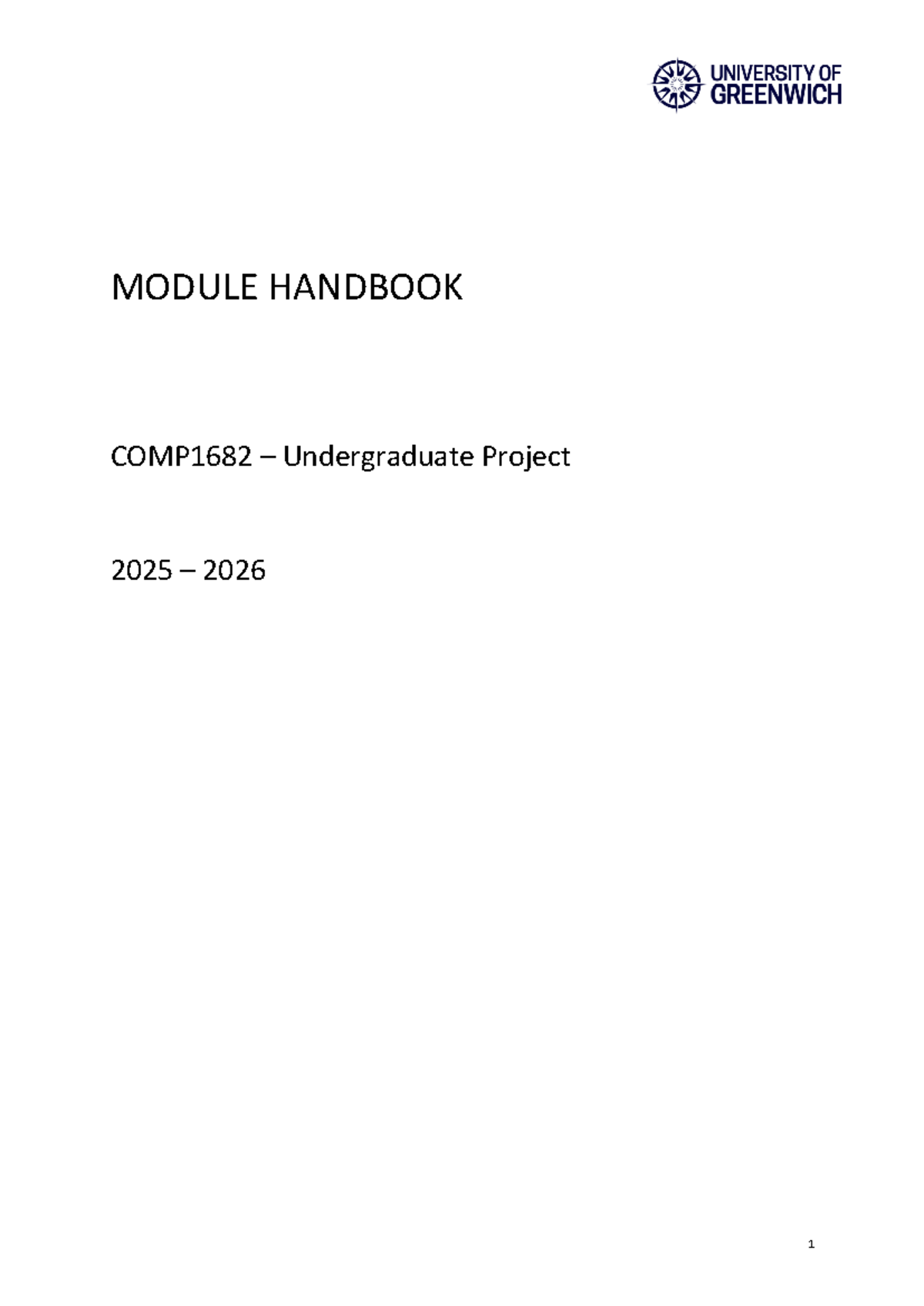 COMP1682 Module Handbook: Undergraduate Project Guide 2025-2026 - Studocu