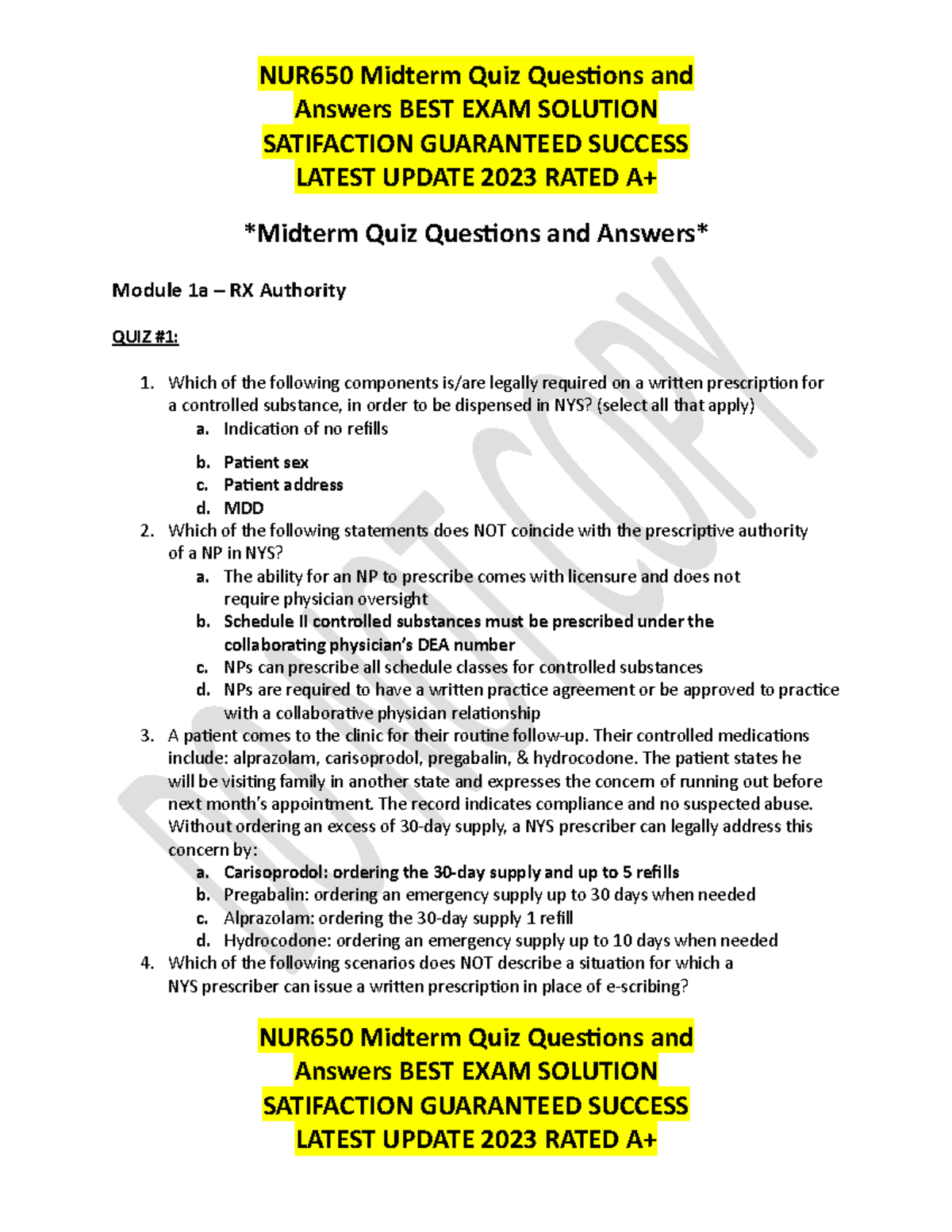 Midterm Quiz Questions Answers.docx - Answers BEST EXAM SOLUTION ...