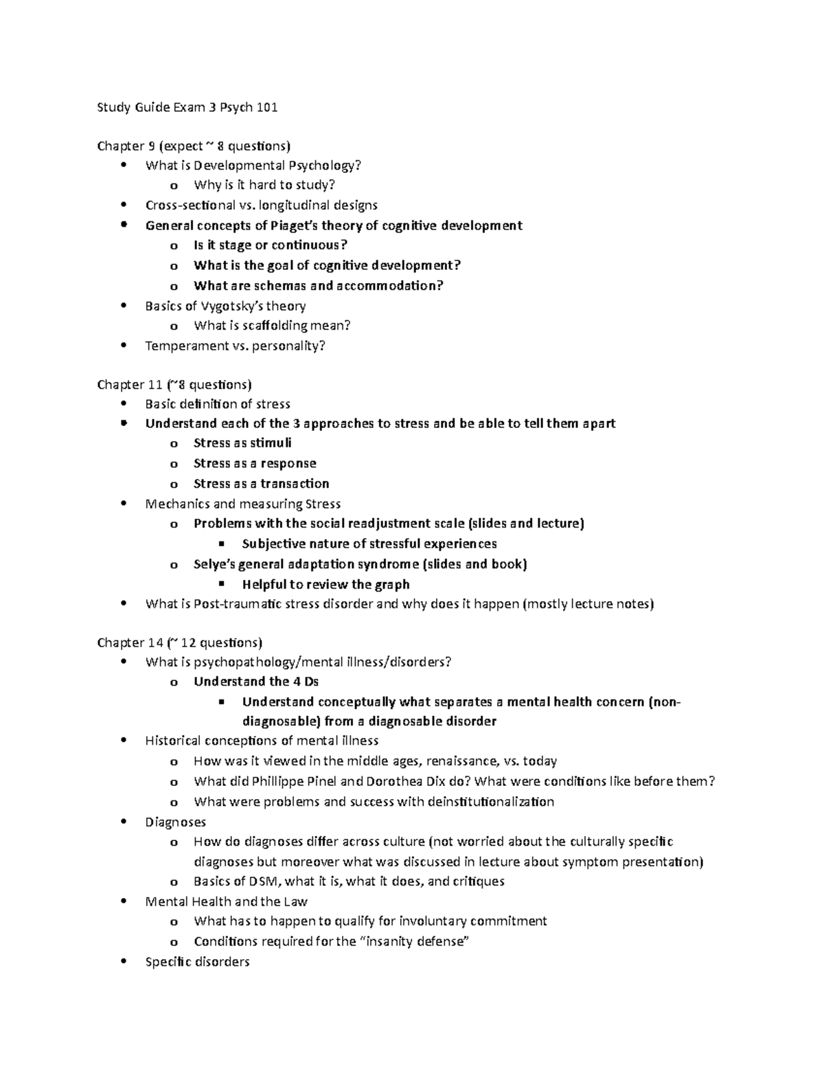 Study Guide for Exam 3: Psych 101 - Fall 2022 Insights & Key Topics ...