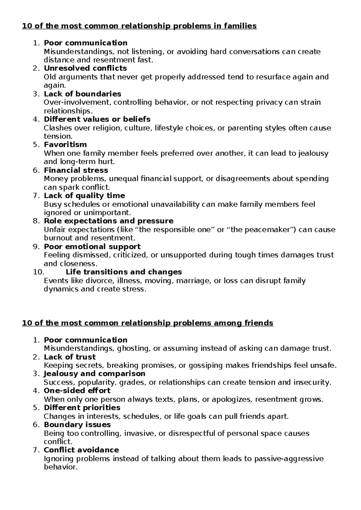 Module 2.1: Common Relationship Problems in Families and Friendships ...