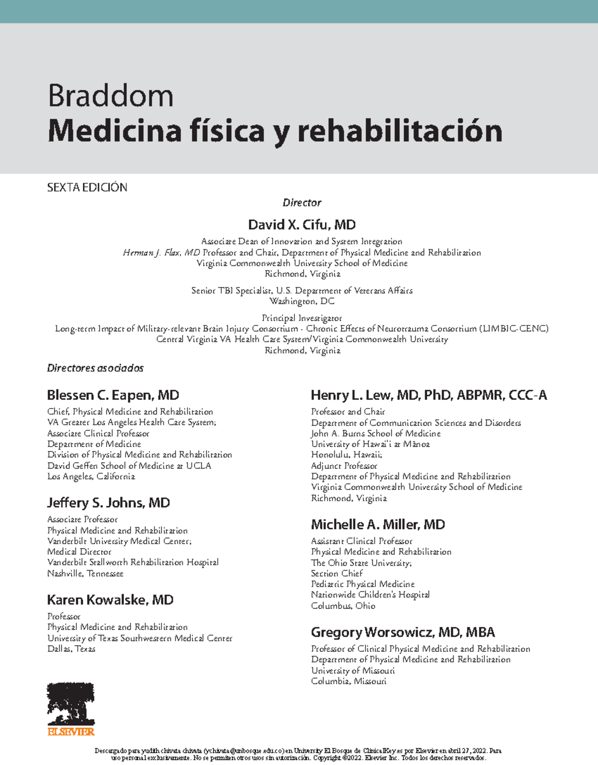 Rehabilitación Física y Medicina: Braddom 6ta Edición - Studocu