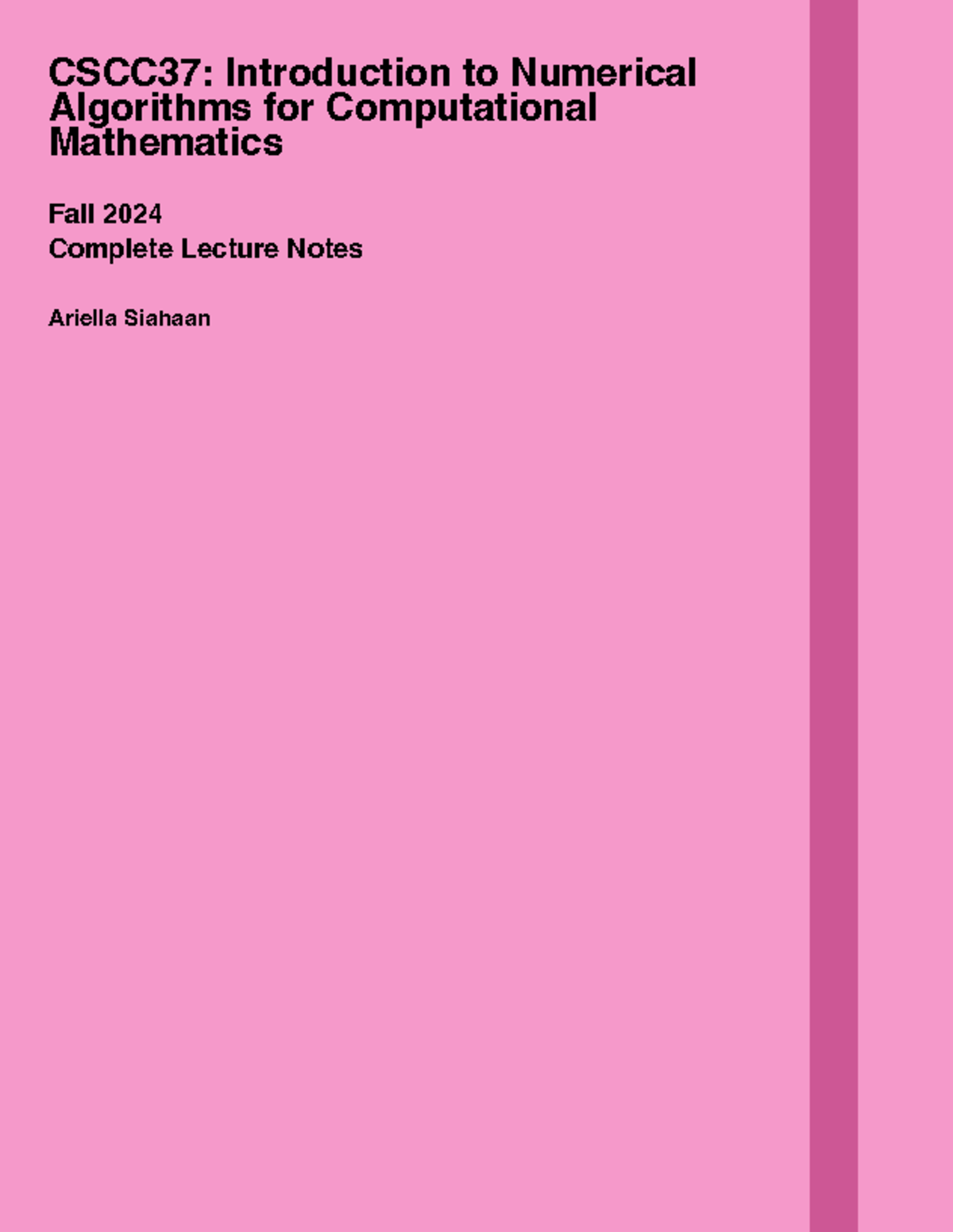 CSCC37 Fall 2024 Lecture Notes - CSCC37 - CSCC37: Introduction to ...