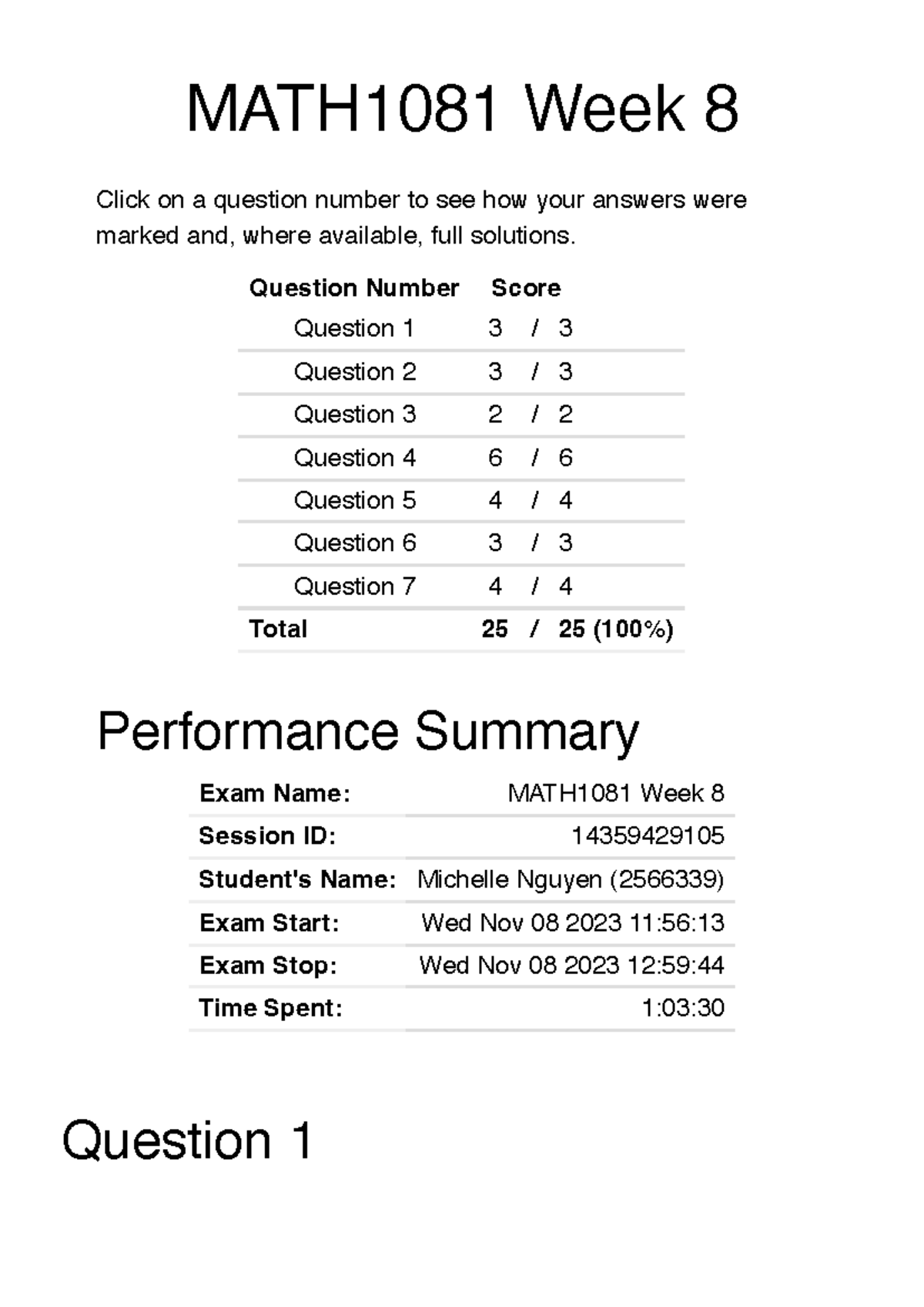 MATH 1081 Week 8 Numbas Lesson Performance and Solutions - Studocu