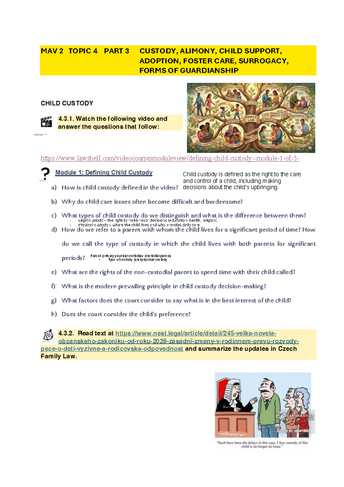 MAV 2 TOPIC 4: Child Custody, Support, and Family Law Updates - Studocu