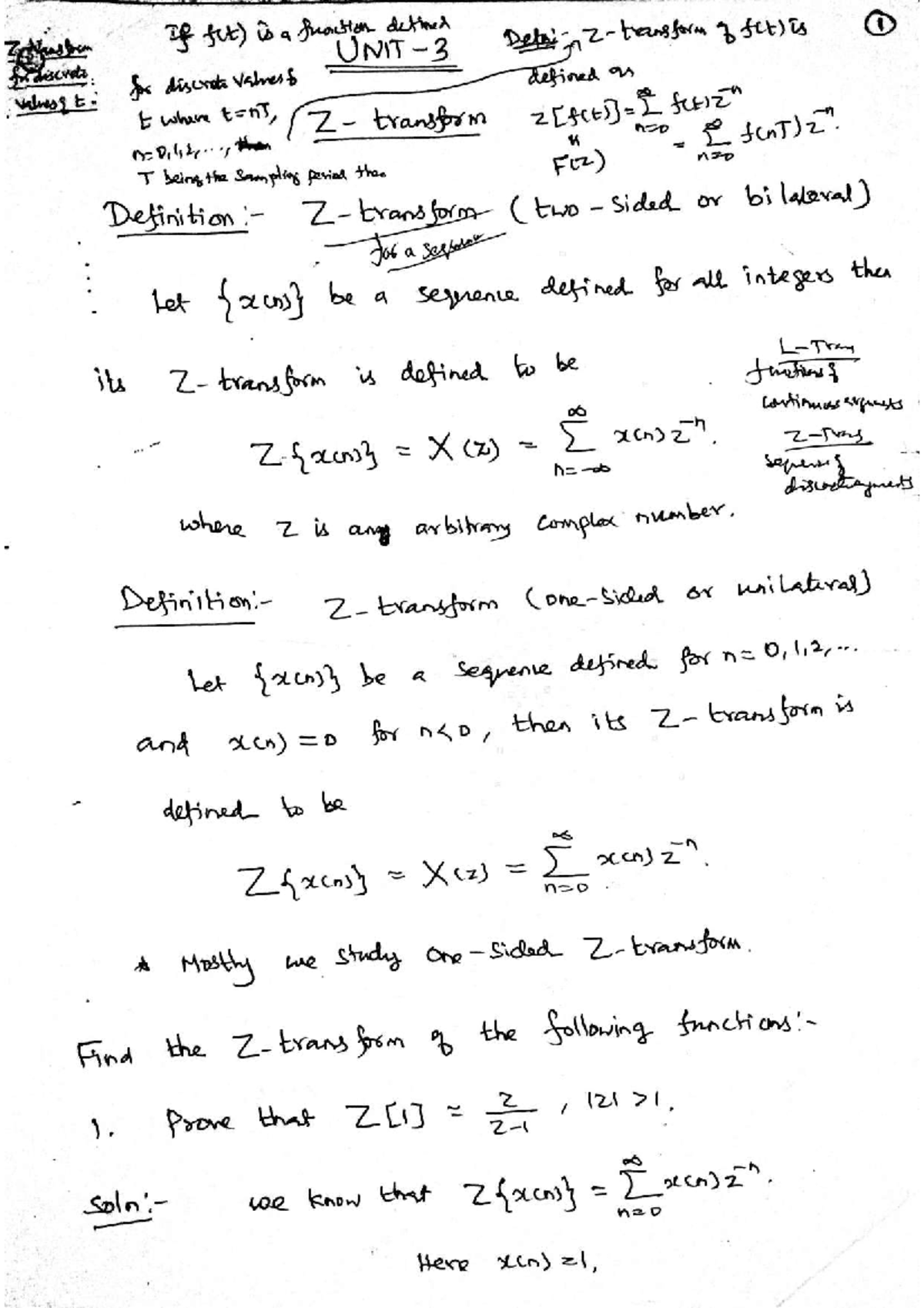 Z Transform Concepts and Properties - UNIT 3 Discrete Values - Studocu