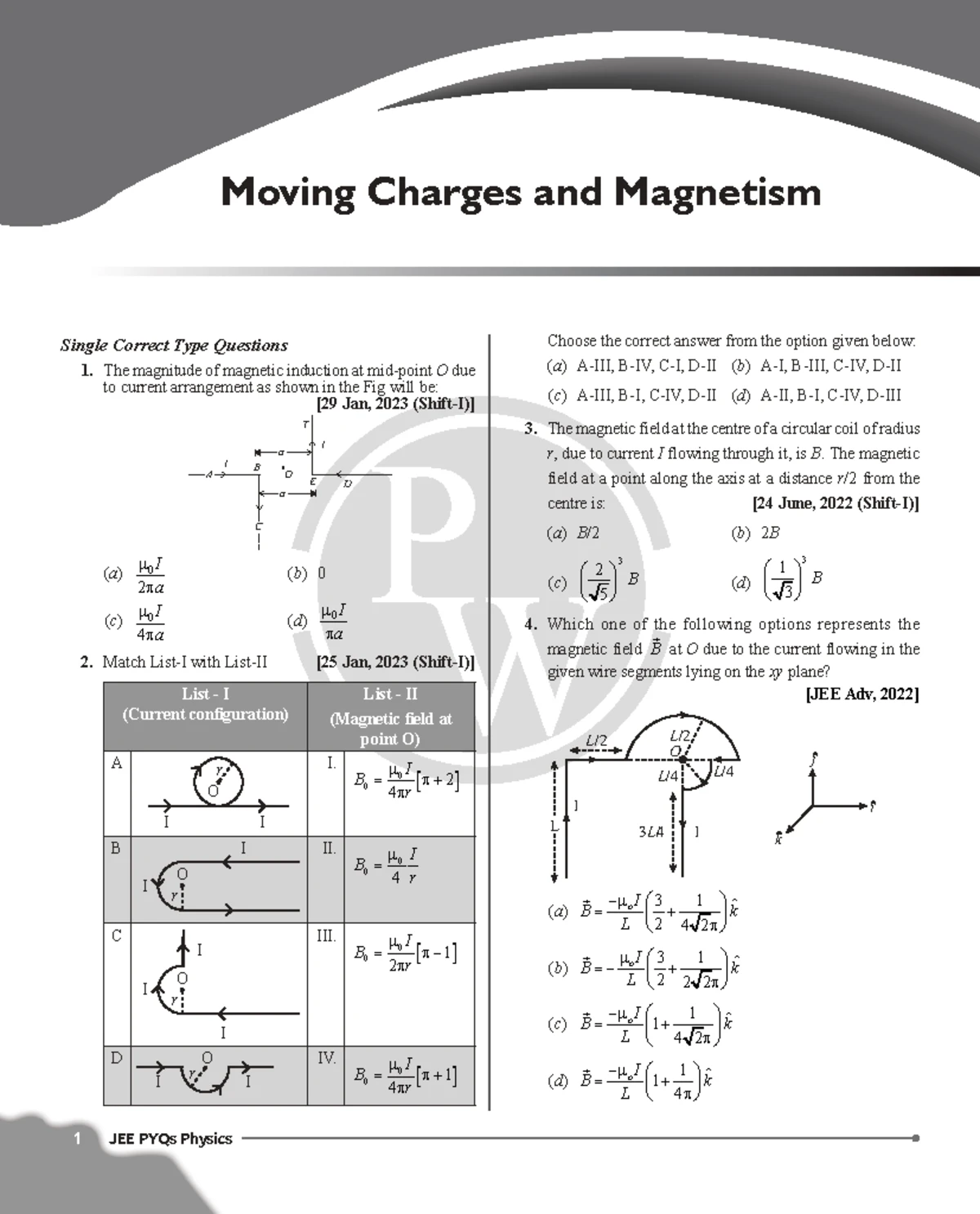 Current Electricity JEE PYQs Practice Sheet - Studocu