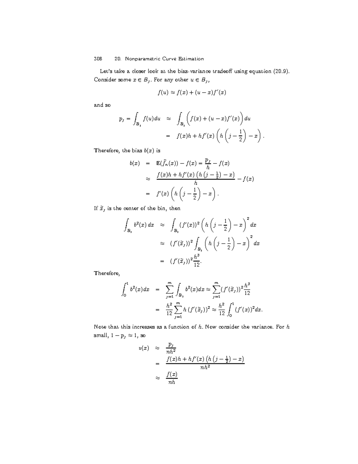 308 20. Nonparametric Curve Estimation: Bias and Variance Analysis ...