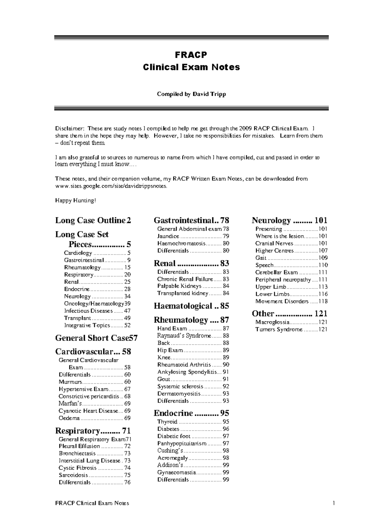 FRACP Clinical Exam Notes: Comprehensive Study Guide for 2009 Exam ...