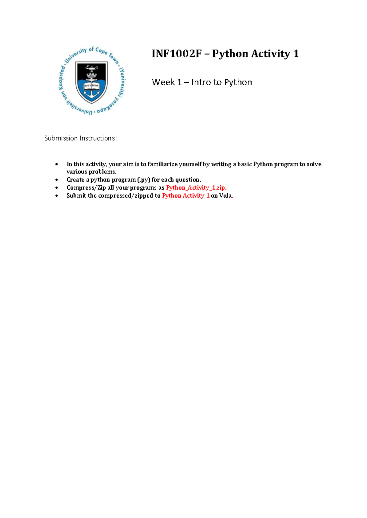 Python Activity 1 - Create a python program (.py) for each question ...