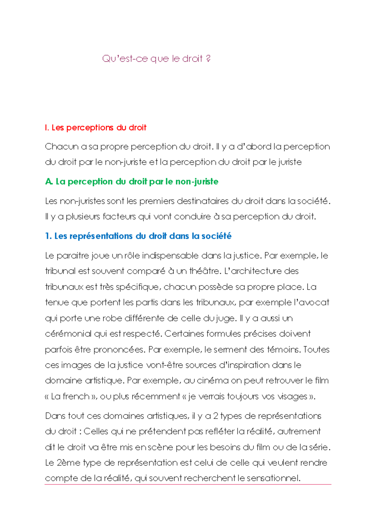 Introduction au Droit - Notes de Cours (DROIT101) - Studocu