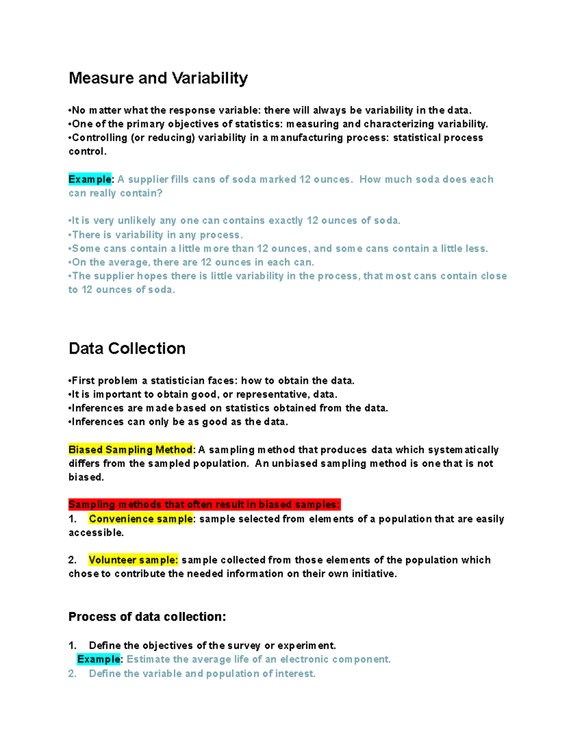 Chapter 1: Understanding Variability and Data Collection in Stats 1.2 ...