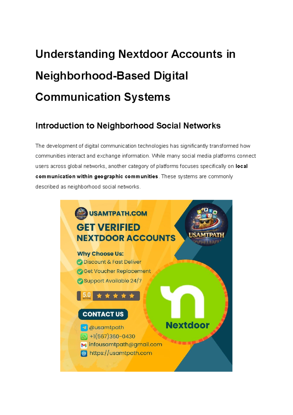 Understanding Nextdoor Accounts: A Study on Neighborhood Social ...