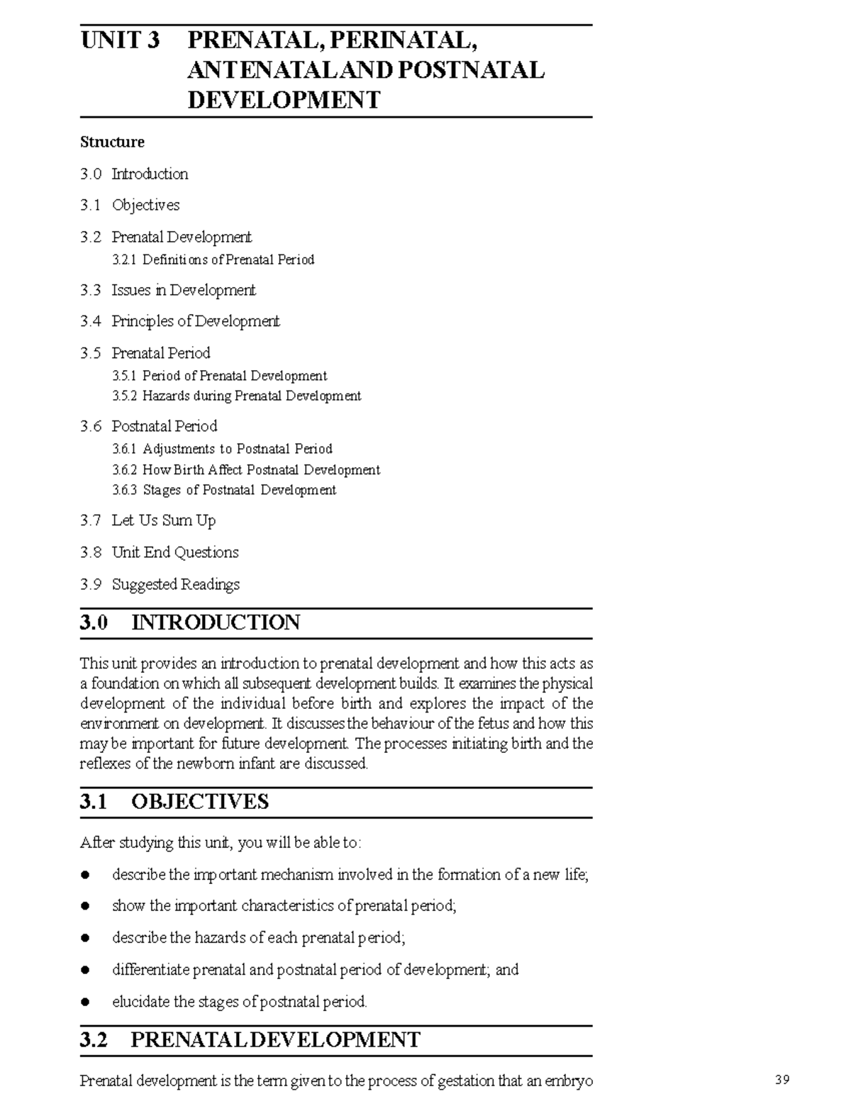 Unit 3 - Prenatal and Postnatal Development Overview - Studocu