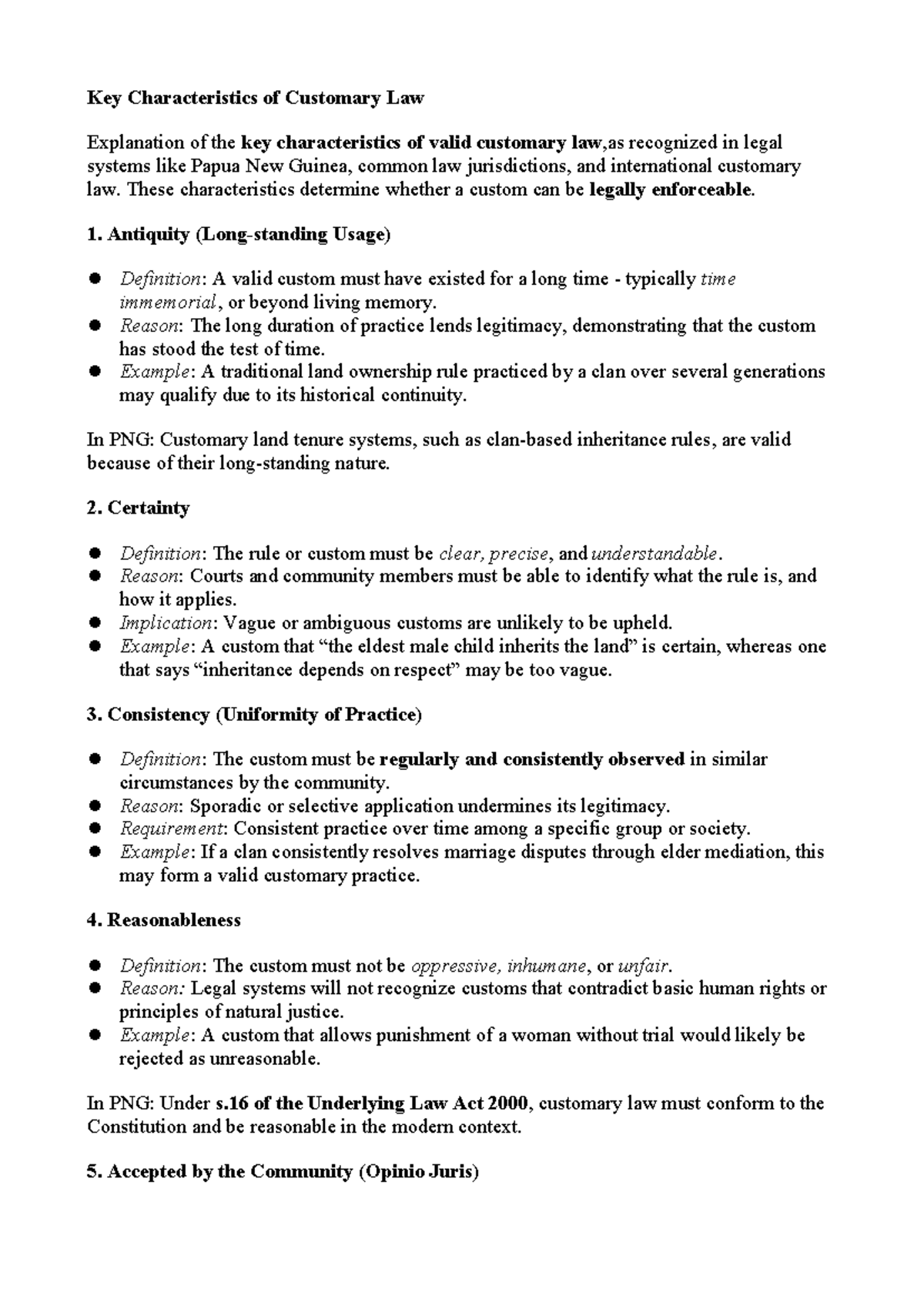 Key Characteristics of Customary Law: A Comprehensive Overview - Studocu