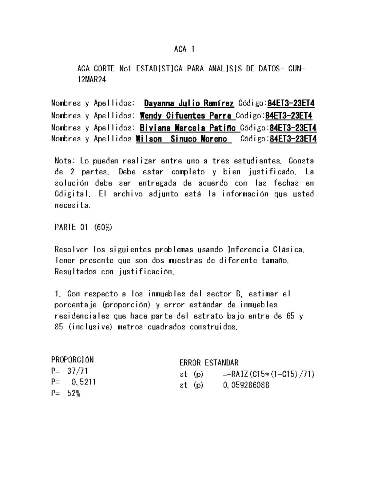719018729 ACA 01 Estadistica PARA Analisis DE Datos Final - ACA 1 ACA ...