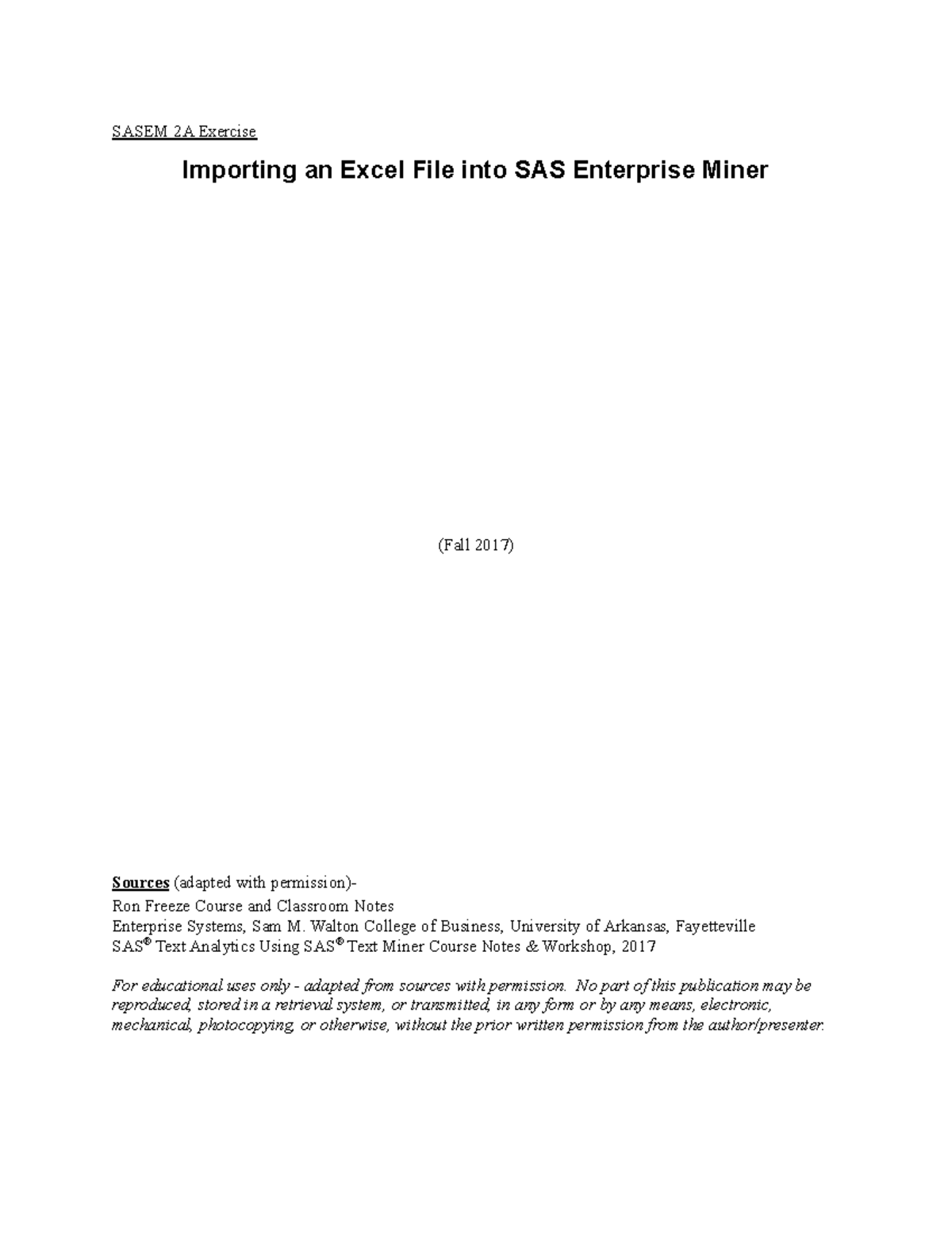 SASEM 2A Final Exam: Importing Excel Files into SAS Enterprise Miner ...