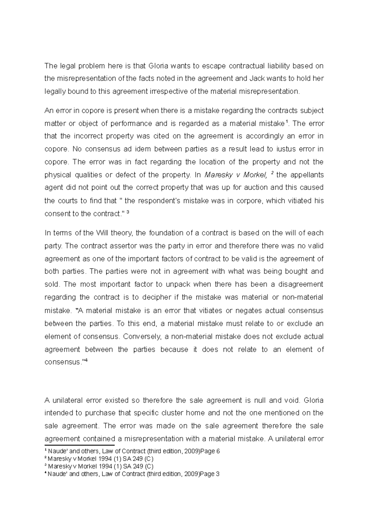 PVL3702 - Misrepresentation and Material Mistake in Contracts - Studocu