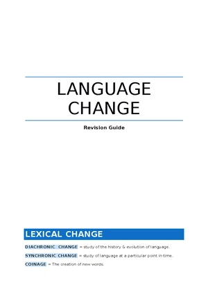 Language Change revision guide - LANGUAGE CHANGE Revision