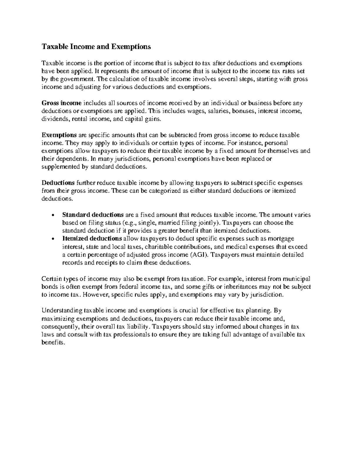 Taxable vs. Non-Taxable Income: Key Concepts for Tax Compliance - Studocu