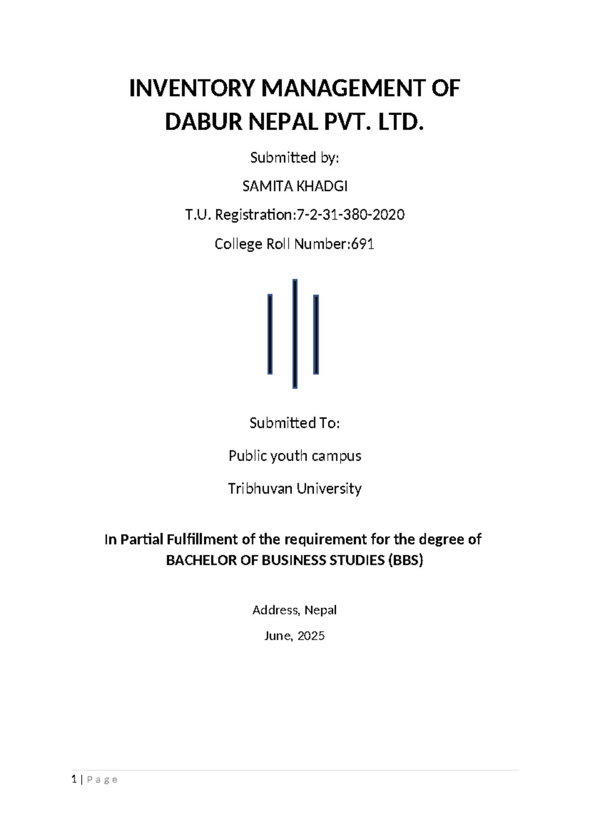 BBS Inventory Management Case Study: Dabur Nepal Pvt. Ltd. - Document Preview