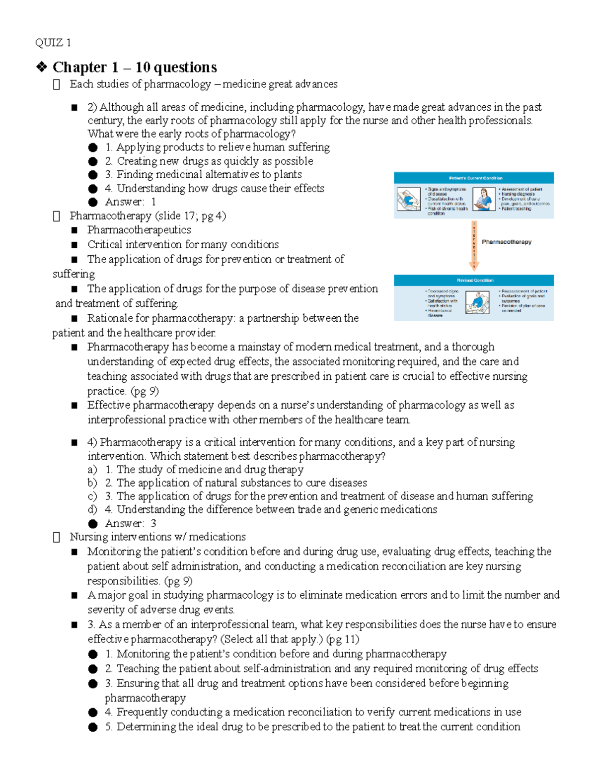 Pharm 1 Quiz 1 Comprehensive Review and Key Concepts - Studocu