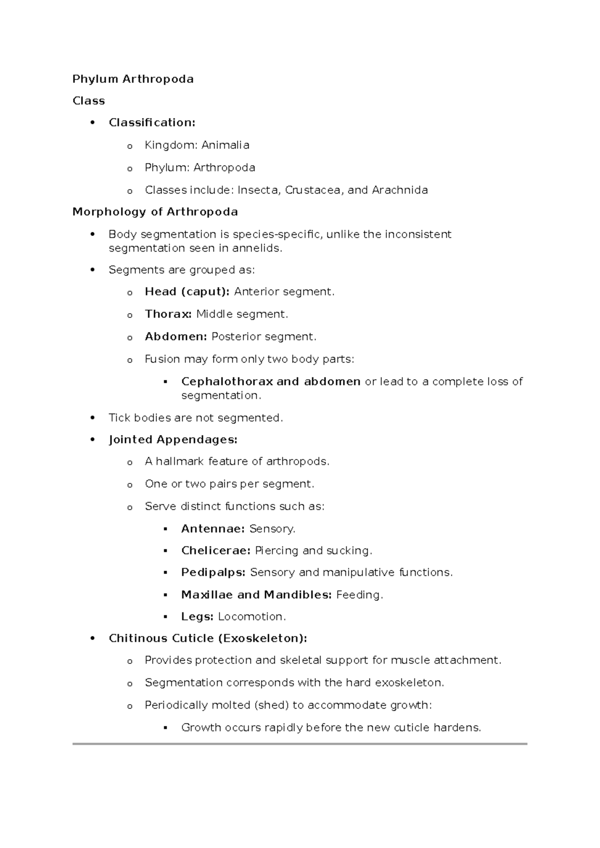 Phylum Arthropoda copy - Phylum Arthropoda Class Classification: o ...