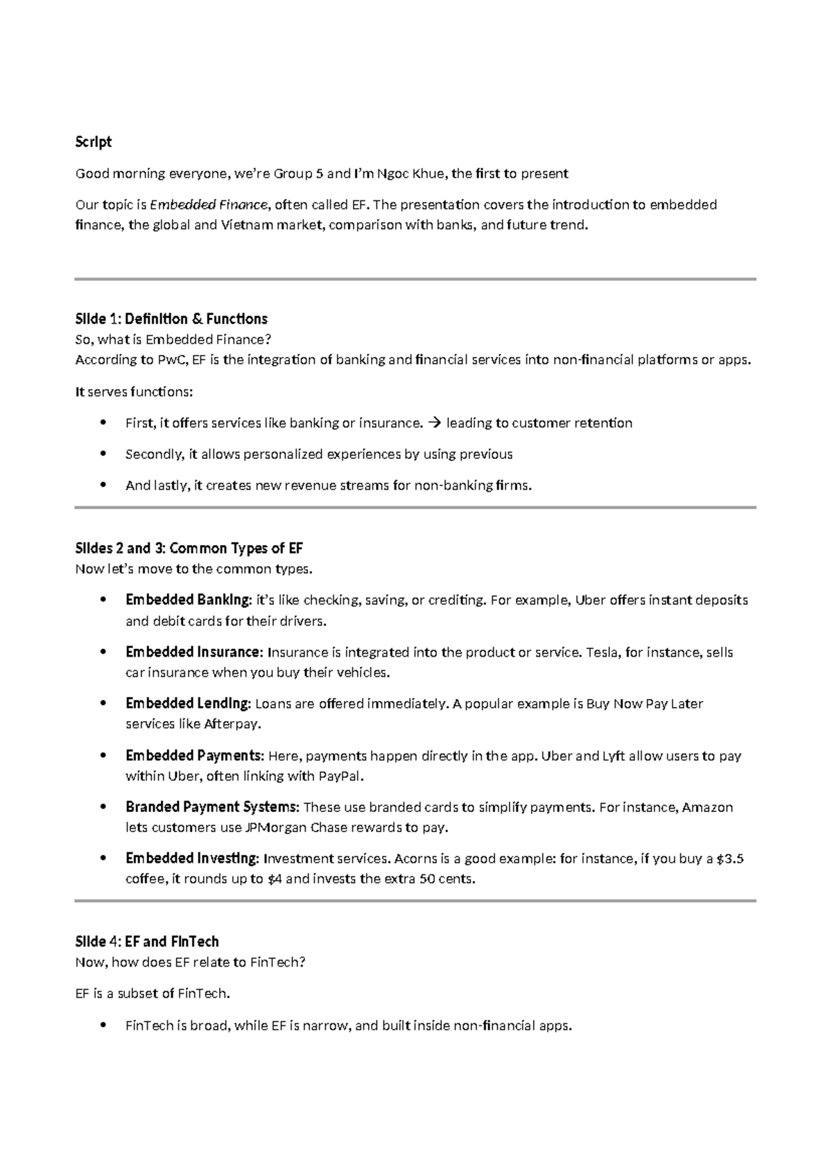 Script: Embedded Finance Presentation - Group 5 (ABCABCABCAB) - Studocu