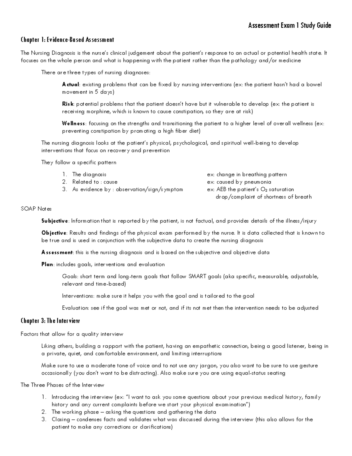 NURS 101: Assessment Exam 1 Study Guide & Key Concepts - Studocu