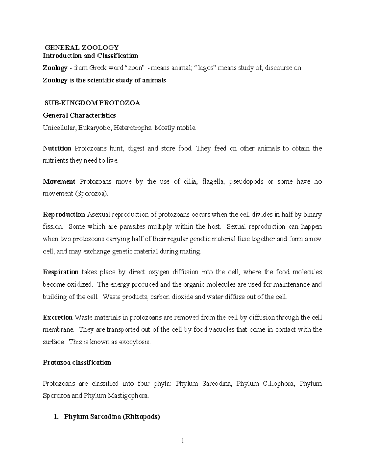 ZOO 101: Basic Zoology Notes on Animal Classification and ...