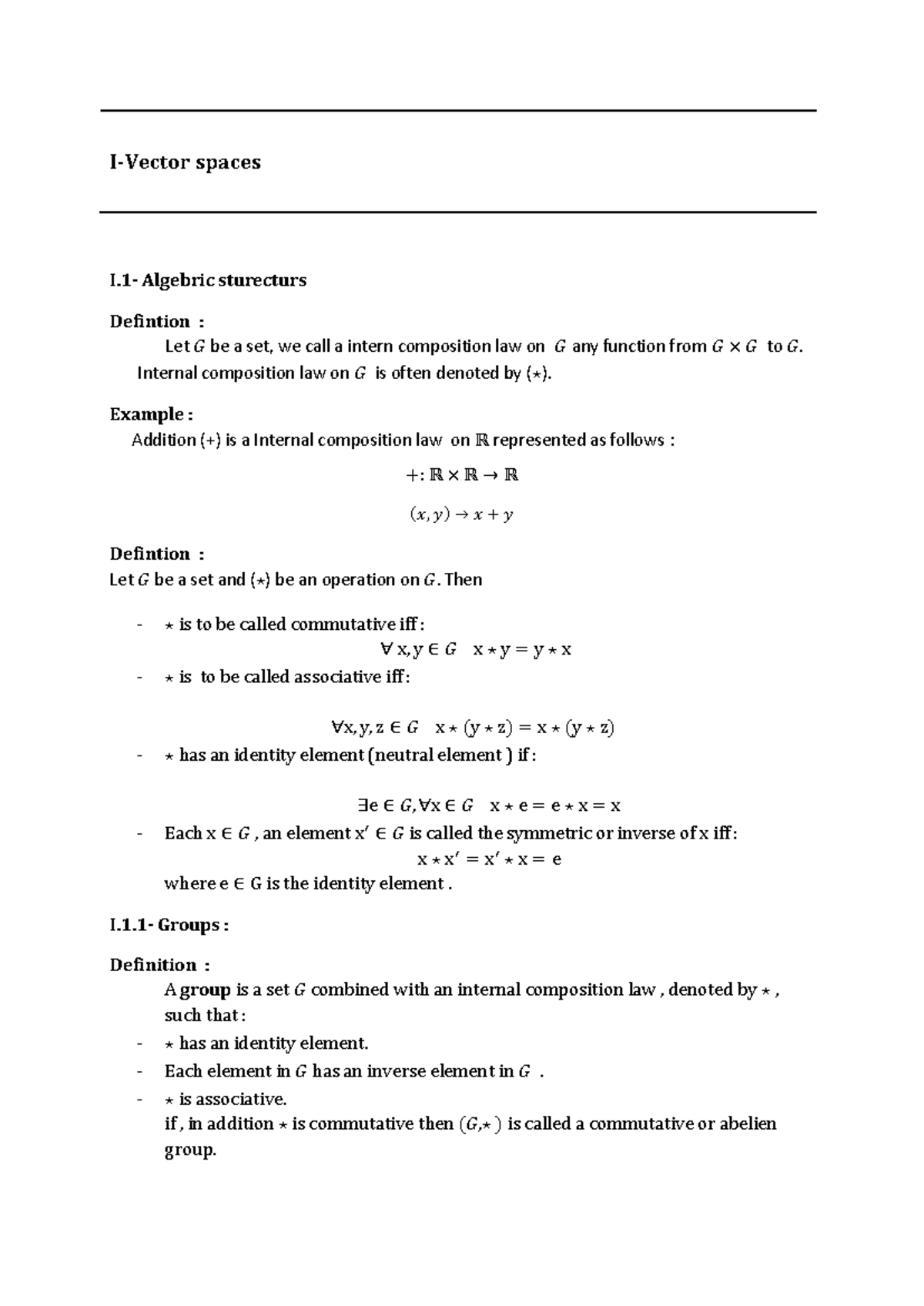 Algebra 2 Lecture Notes: Internal Composition Laws and Structures - Studocu