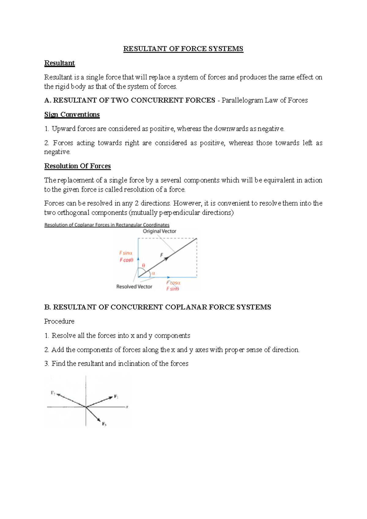 3. Resultant of Force Systems: Analysis and Examples - Studocu